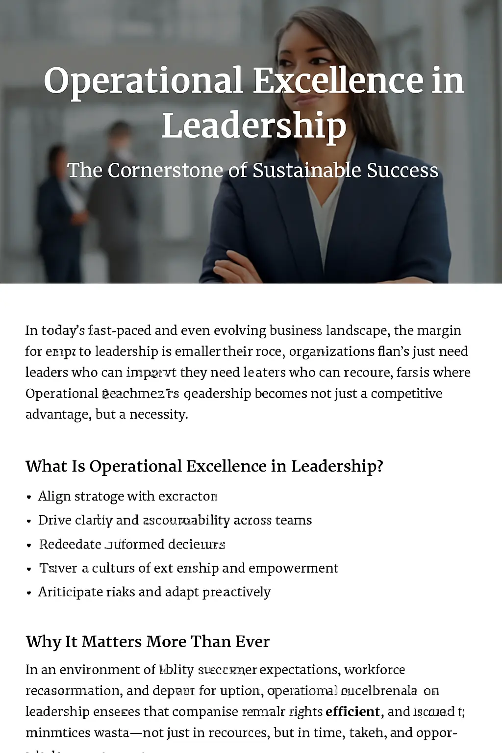 Operational Excellence in Leadership: The Cornerstone of Sustainable Succes